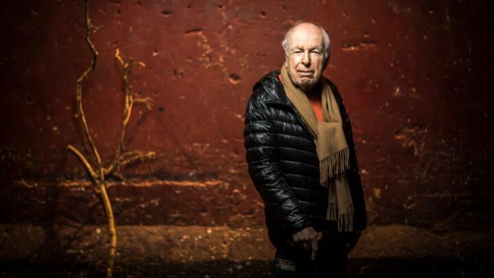 British theatre and film director, playwright and actor Peter Brook poses during a photo session at the Bouffes du Nord theatre in Paris on February 27, 2018.